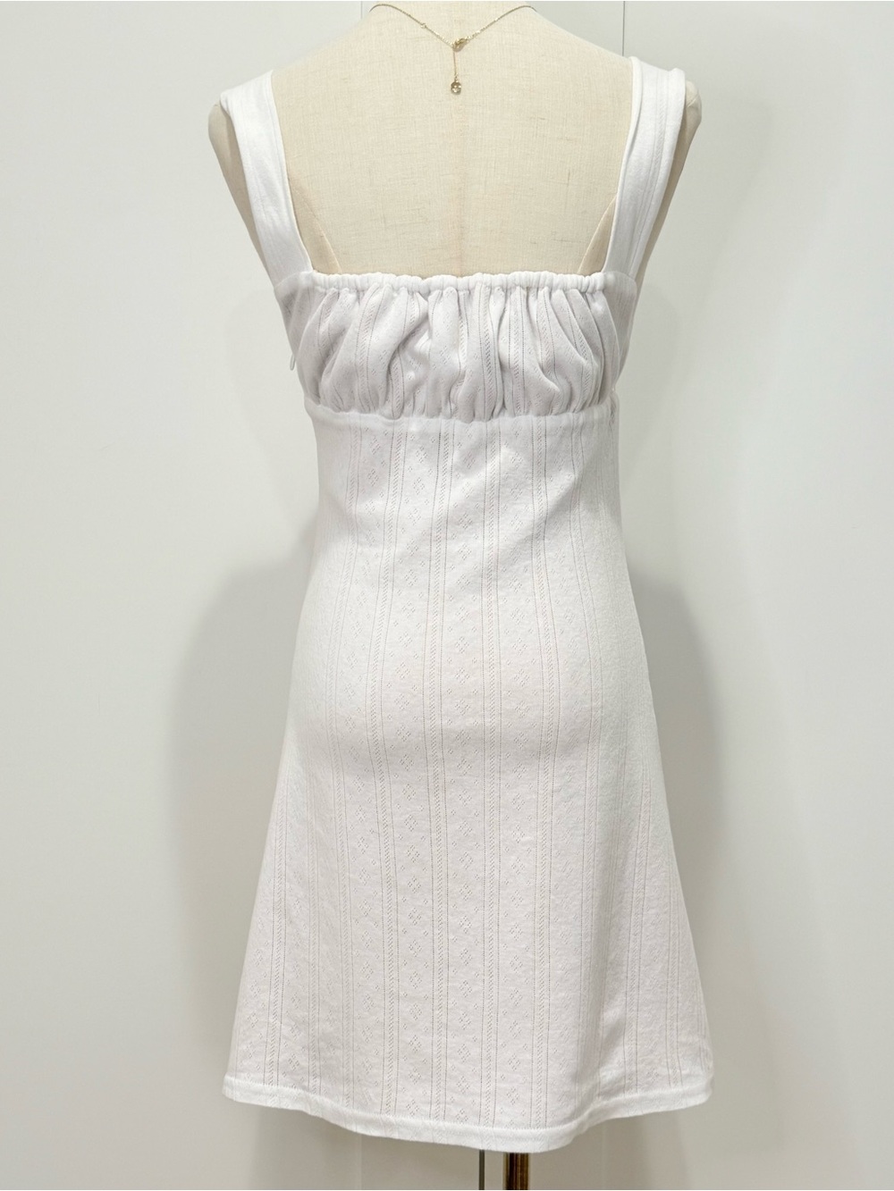 With Jean Cher Mini Dress Small White Pointelle Milkmaid Coquette Feminine Rose - Picture 7 of 12